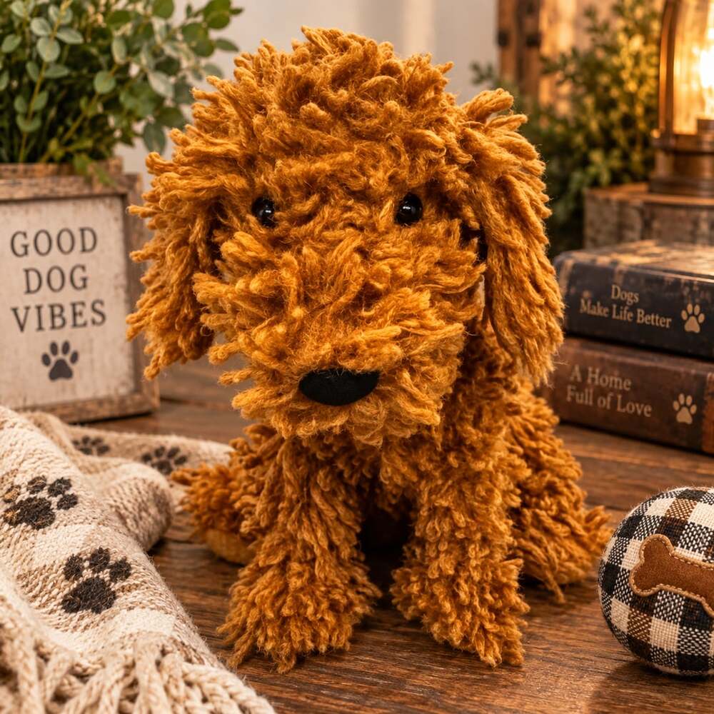 Jellycat London Cooper Doodle Puppy Dog 10” Plush Retired Shaggy Brown HTF Tags
